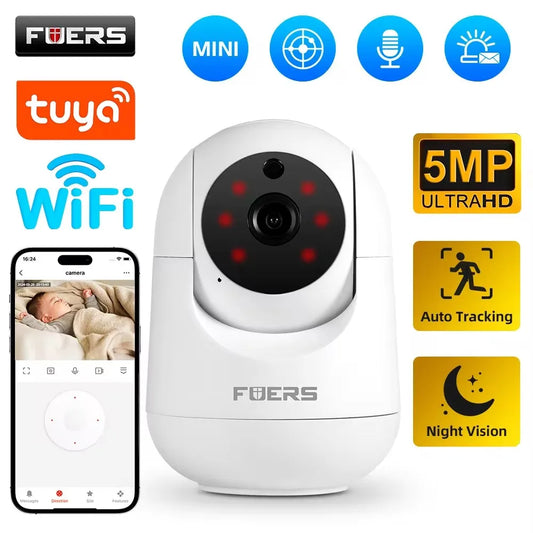Caméra WiFi 5MP Fuers – Suivi Automatique, Vision Nocturne, Audio Bidirectionnel